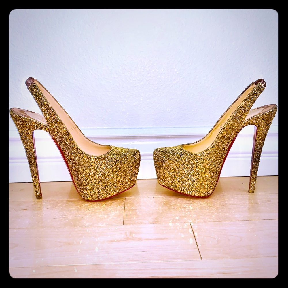 CHRISTIAN LOUBOUTIN DAFFODILS IN GOLD AURUM 160mm - Picture 2 of 8
